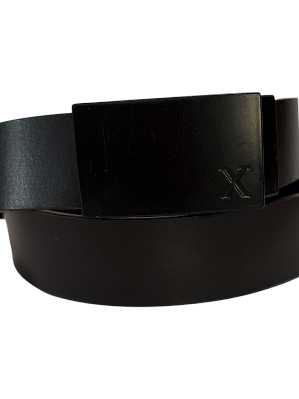 Express Black Leather Belt with Black Buckle